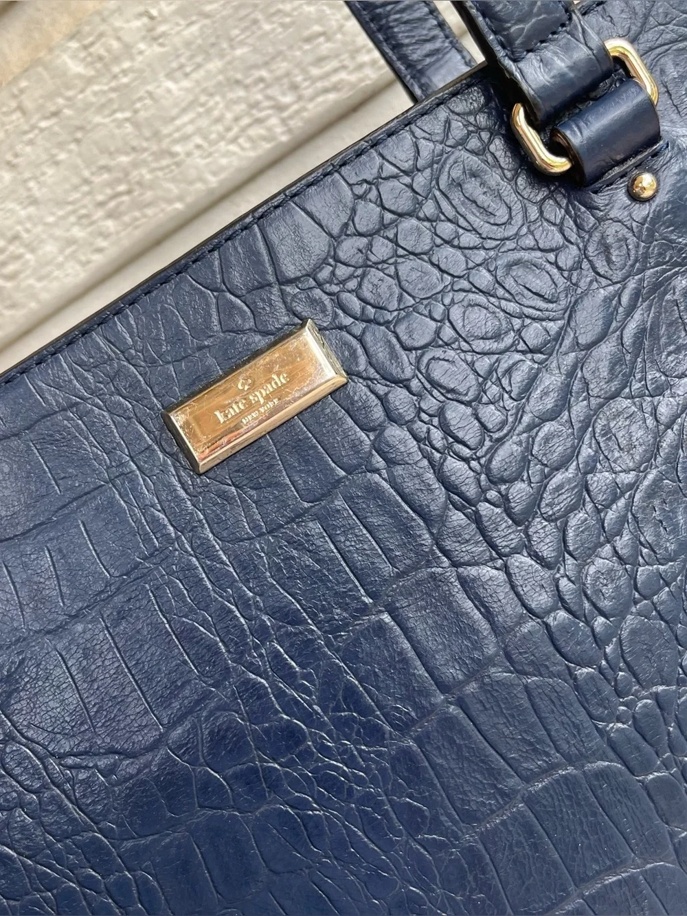 KATE SPADE Navy Blue Large Mulberry Lane Court Leila Laptop Tote Shoulder Bag